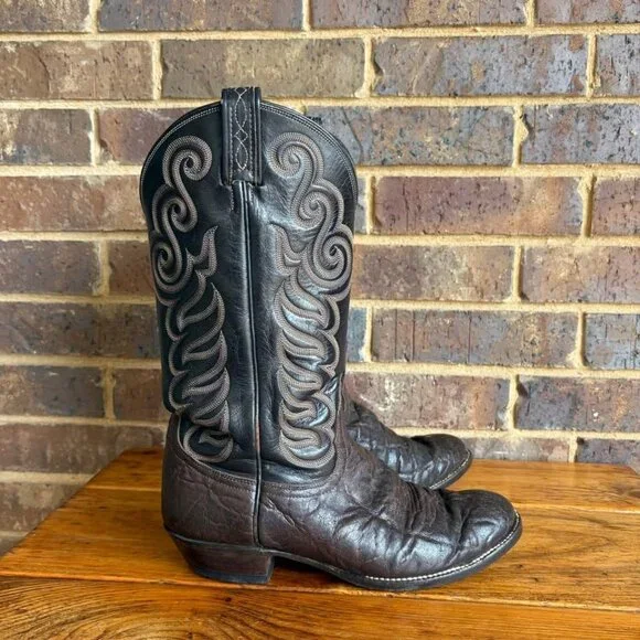 VTG Tony Lama Brown Leather Boots Style 8594 Size 9D